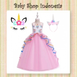 large dress perempuan unicorn pink baruu